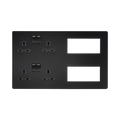 Matt Black Double Multimedia Combination Plate by Knightsbridge with Euro Compatible rated 13A