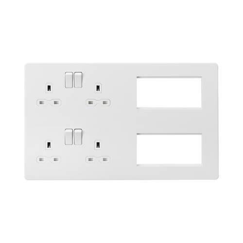 Knightsbridge Screwless Matt White Multimedia Combination Plate SFR298MW