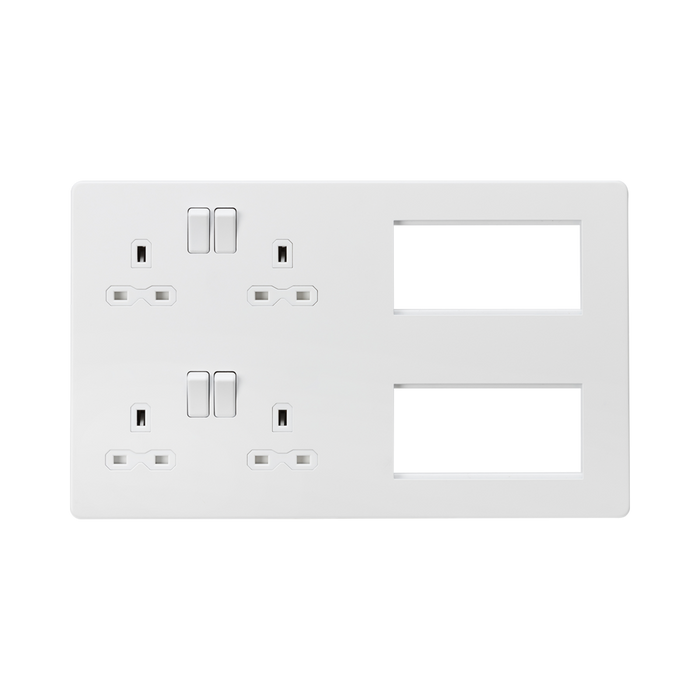 Matt White Double Multimedia Combination Plate by Knightsbridge with Euro Compatible rated 13A