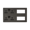 Smoked Bronze Double Multimedia Combination Plate by Knightsbridge with Euro Compatible rated 13A