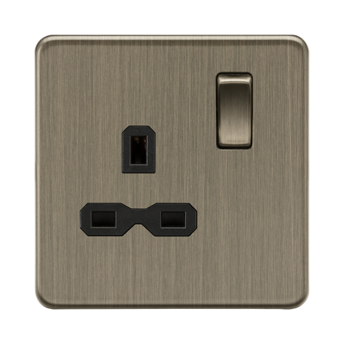Knightsbridge Screwless Antique Brass 13A Single Socket SFR7000AB