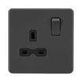 Anthracite Single Socket by Knightsbridge with Double Pole Switches rated 13A