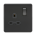 Matt Black Single Socket by Knightsbridge with Double Pole Switches rated 13A