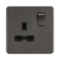Smoked Bronze Single Socket by Knightsbridge with Double Pole Switches rated 13A