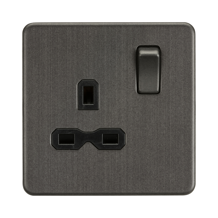 Smoked Bronze Single Socket by Knightsbridge with Double Pole Switches rated 13A