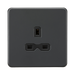 Anthracite Single Socket by Knightsbridge with Unswitched rated 13A