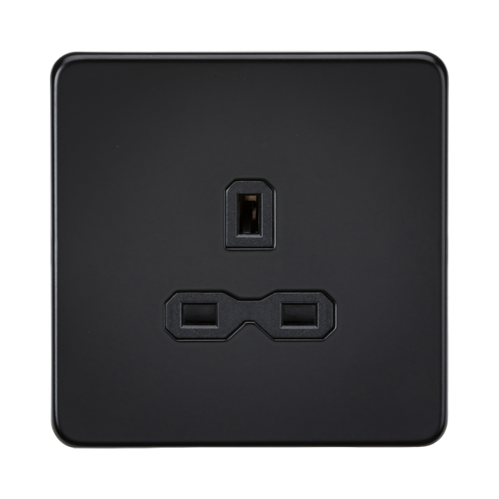 Matt Black Single Socket by Knightsbridge with Unswitched rated 13A