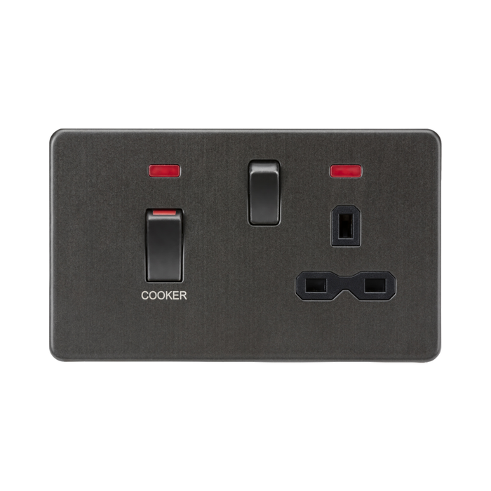 Smoked Bronze 45A Switched Socket by Knightsbridge with Double Pole rated 45A