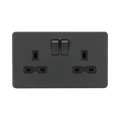 Anthracite Double Socket by Knightsbridge with Double Pole Switches rated 13A