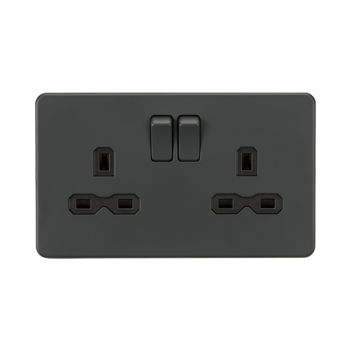 Anthracite double socket on a white background