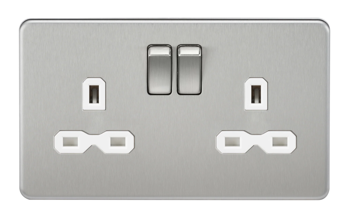 Knightsbridge 2G 13A DP Switched Socket, Brushed Chrome SFR9000BCW