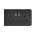 Matt Black Double Socket by Knightsbridge with Double Pole Switches rated 13A