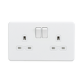 Matt White Double Socket by Knightsbridge with Double Pole Switches rated 13A
