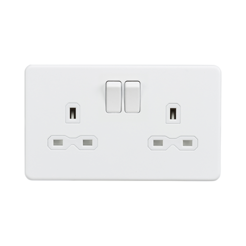 Knightsbridge Screwless Matt White 13A Double Socket SFR9000MW