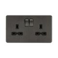 Smoked Bronze Double Socket by Knightsbridge with Double Pole Switches rated 13A