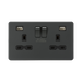 Anthracite electrical socket with USB ports on a white background