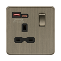 Antique Brass USB Socket by Knightsbridge with Fast Charge USB Ports rated 13A