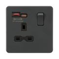 Anthracite USB Socket by Knightsbridge with Fast Charge USB Ports rated 13A