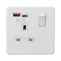 Matt White USB Socket by Knightsbridge with Fast Charge USB Ports rated 13A