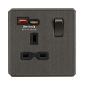 Smoked Bronze USB Socket by Knightsbridge with Fast Charge USB Ports rated 13A