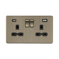 Antique Brass USB (A and C) Socket by Knightsbridge with USB Ports rated 13A