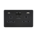 Matt Black USB (A and C) Socket by Knightsbridge with USB Ports rated 13A