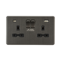 Smoked Bronze USB (A and C) Socket by Knightsbridge with USB Ports rated 13A