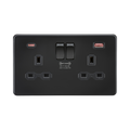 Matt Black 45W USB Socket by Knightsbridge with USB Ports rated 13A