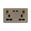 Antique Brass 65W USB Socket by Knightsbridge with Fast Charge USB Ports rated 13A