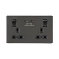 Smoked Bronze 65W USB Socket by Knightsbridge with Fast Charge USB Ports rated 13A