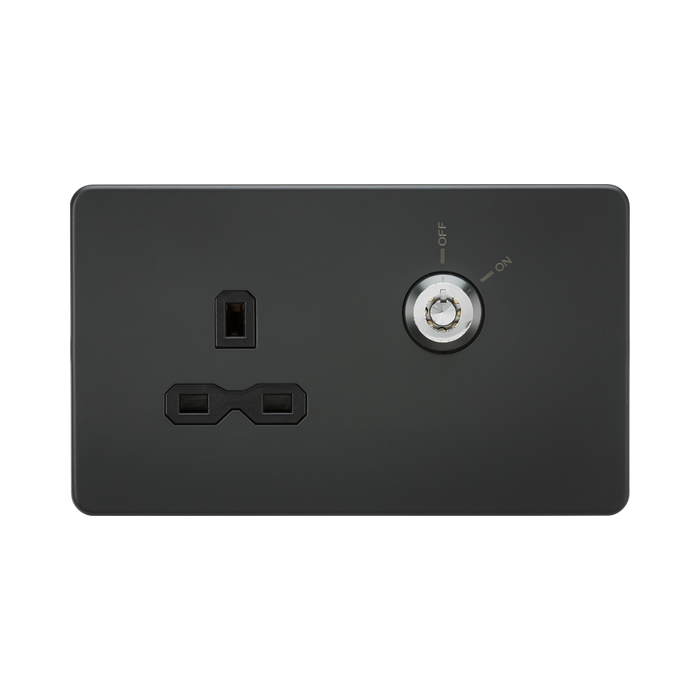 Knightsbridge Screwless Anthracite 13A Lockable Socket SFR9LOCKAT