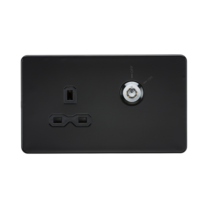 Matt Black Socket by Knightsbridge with Lockable Socket rated 13A