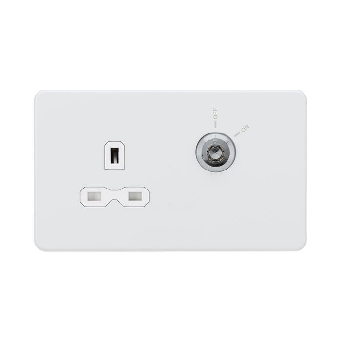 Matt White Socket by Knightsbridge with Lockable Socket rated 13A