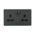 Anthracite Socket by Knightsbridge with Night light rated 13A