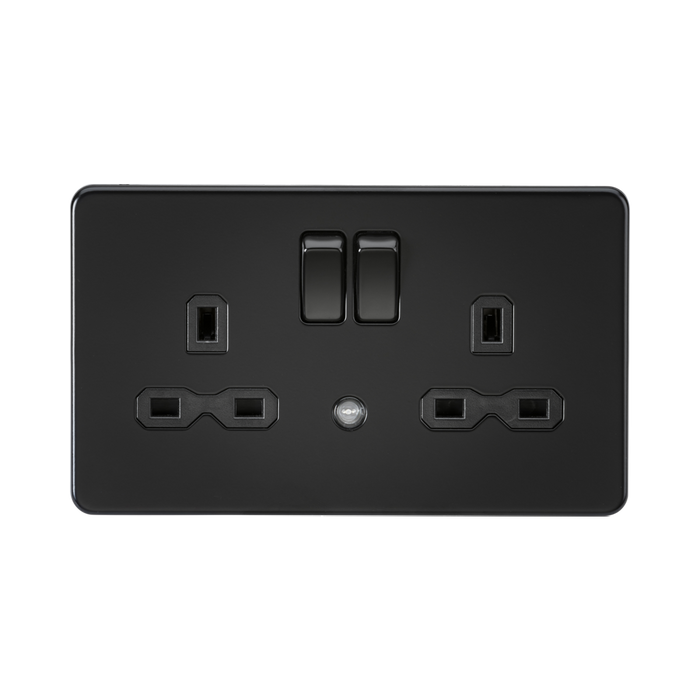 Matt Black Socket by Knightsbridge with Night light rated 13A