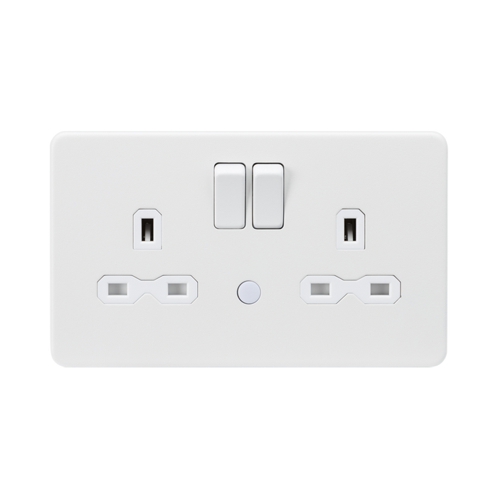 Matt White Socket by Knightsbridge with Night light rated 13A