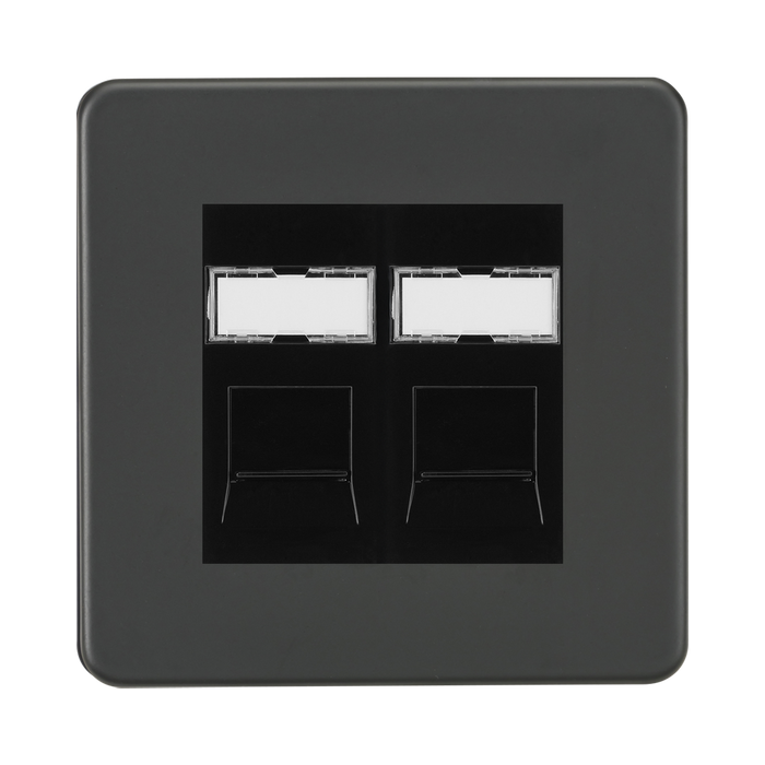 Knightsbridge Screwless Anthracite Double CAT5e RJ45 Network Outlet SFRJ452MAT
