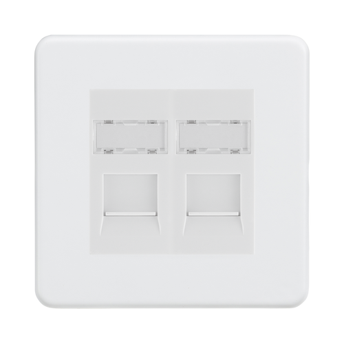 Knightsbridge Screwless Matt White Double CAT5e RJ45 Network Outlet SFRJ452MMW