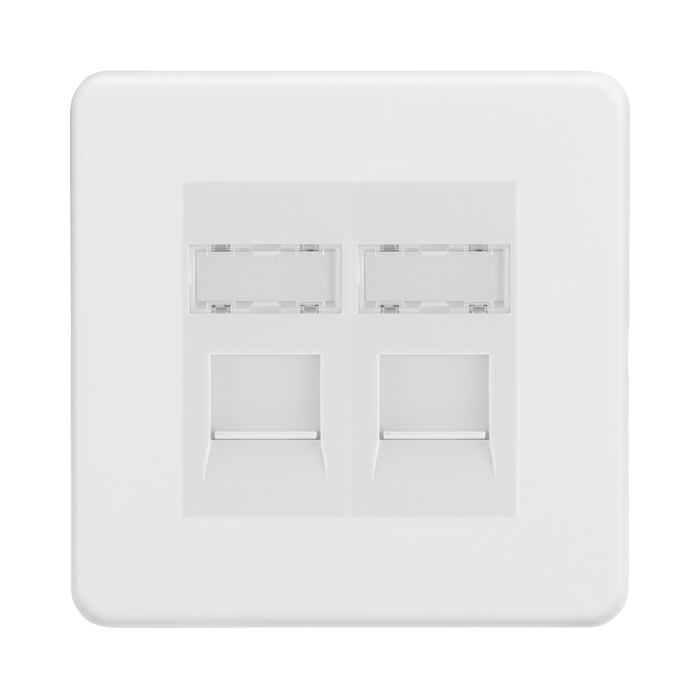 Knightsbridge Screwless Matt White Double CAT5e RJ45 Network Outlet SFRJ452MMW