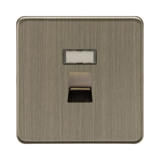 Antique Brass data socket on a white background