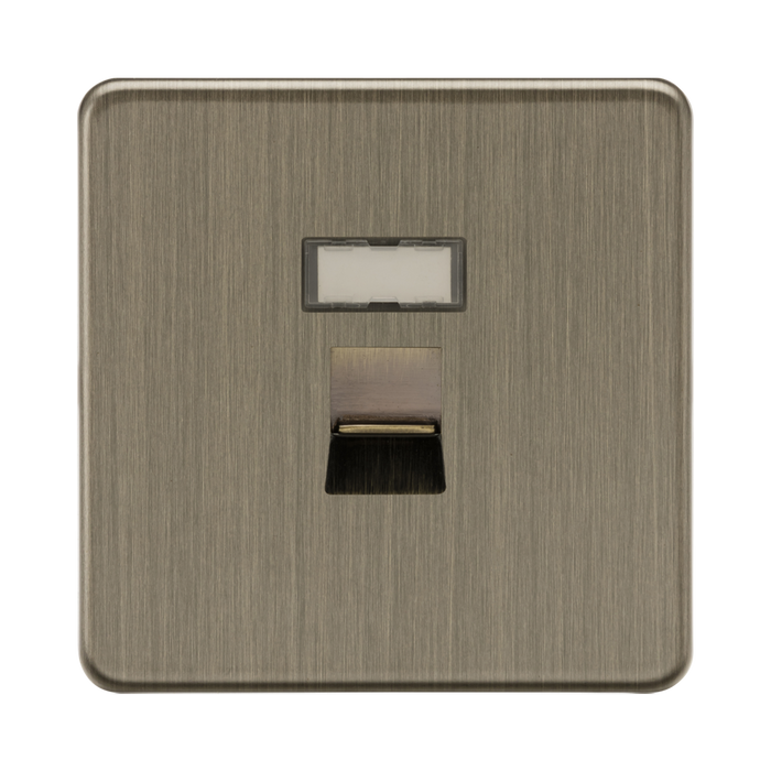 Antique Brass data socket on a white background