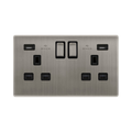Click Definity Stainless Steel 13A 2 Gang Switched Socket With 2.1A USB Outlet SFSS580BK