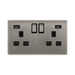 Click Definity Stainless Steel 13A 2 Gang Switched Socket With 2.1A USB Outlet SFSS580BK
