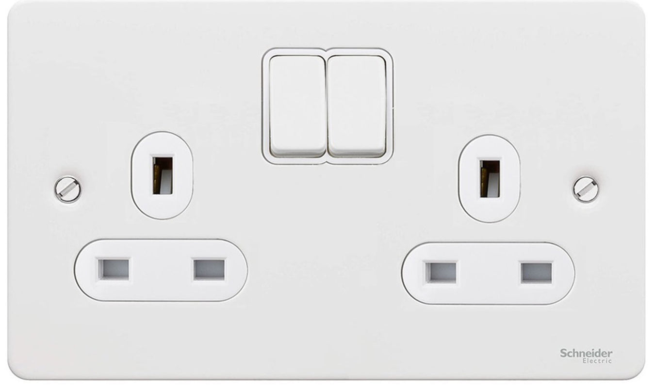 Schneider Ultimate Flat Plate White Metal Switches and sockets