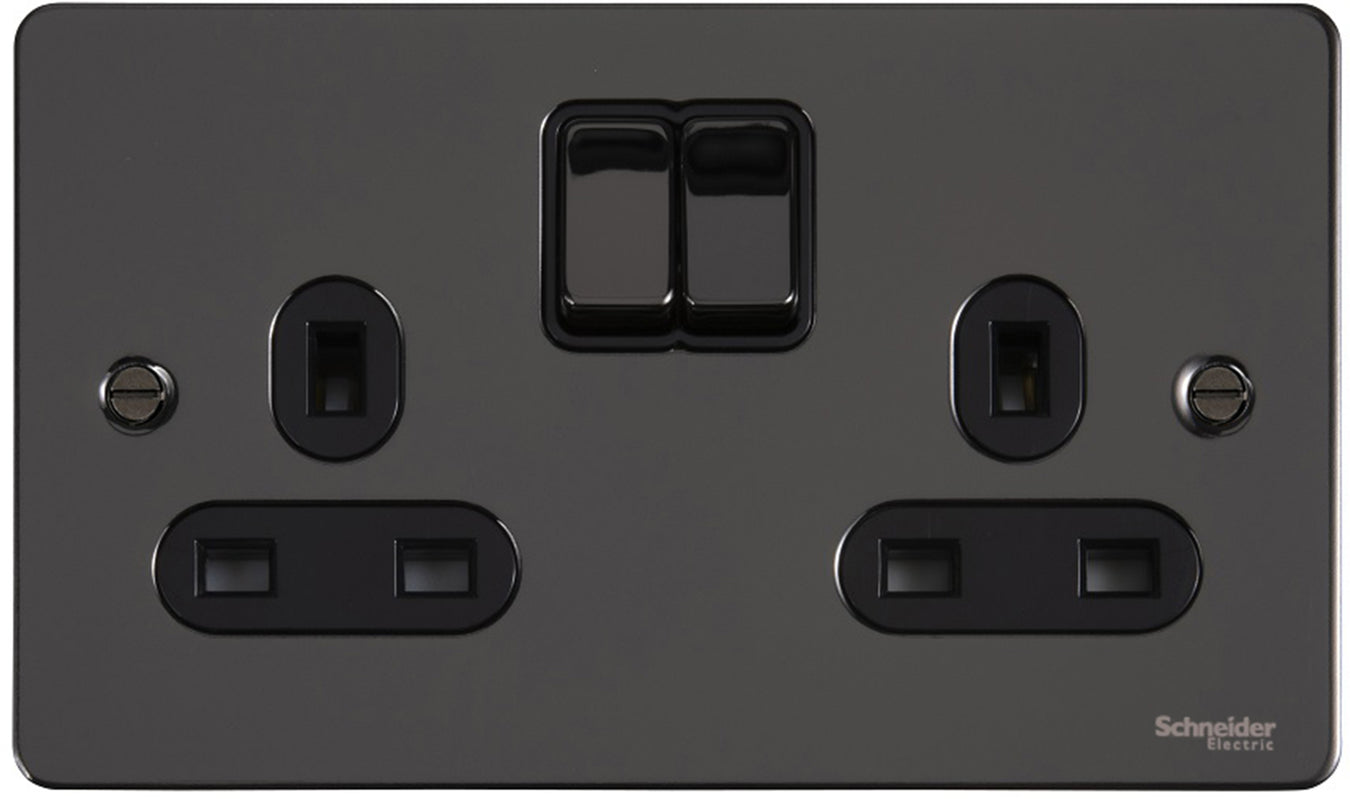 Schneider Ultimate Flat Plate Black nickel switches and sockets
