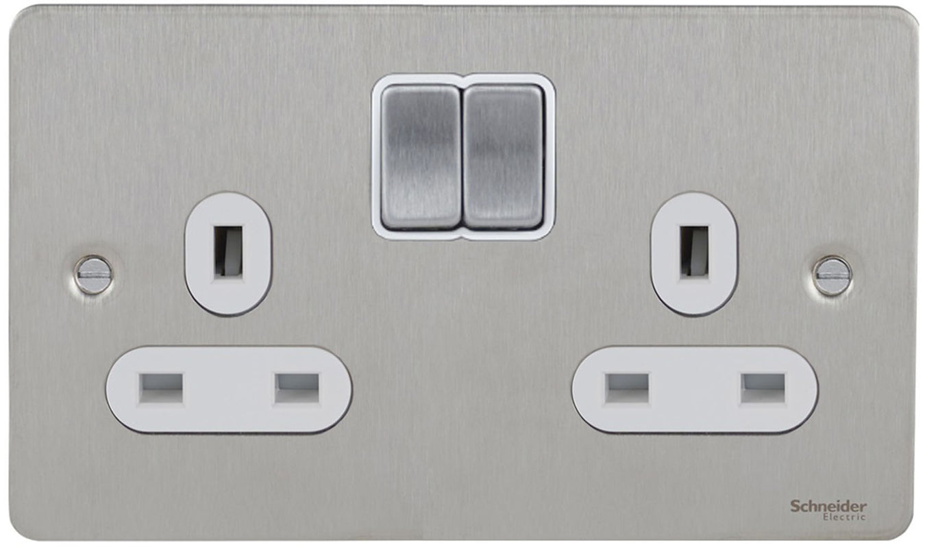 Schneider ultimate flat Plate stainless steel white switches and sockets