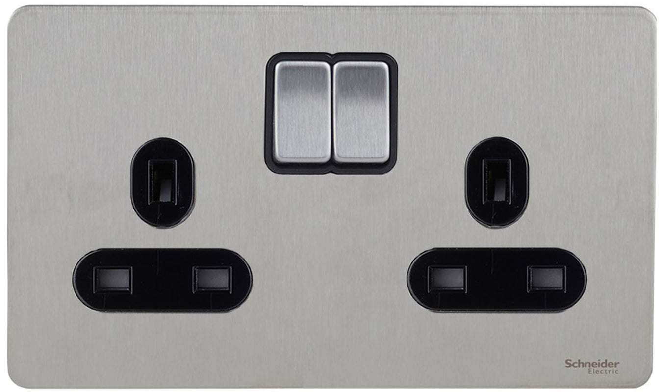 Schneider ultimate screwless stainless steel black switches and sockets