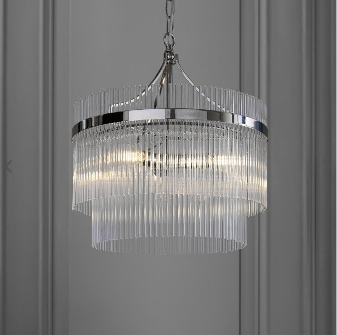 Endon Marietta 3 Light Pendant Bright Nickel Plate And Clear Glass 104113