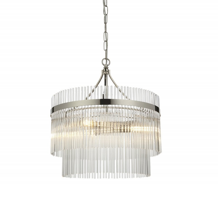 Endon Marietta 3 Light Pendant Bright Nickel Plate And Clear Glass 104113