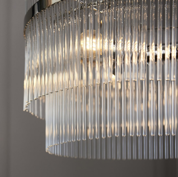 Endon Marietta 3 Light Pendant Bright Nickel Plate And Clear Glass 104113